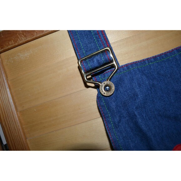 Vintage Girls Dress Overalls Prairie with Cherries - Picture 3 of 6